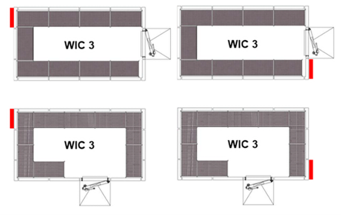 Figure 2: Options for conditioner and door placement on a BINDER™ model WIC 3 chamber